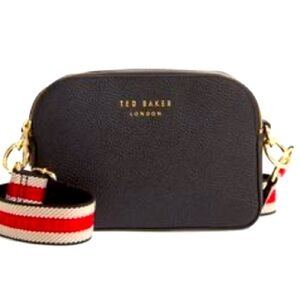 TED BAKER LONDON - Amerrah Black Pebbled Leather Double Compartment Bag